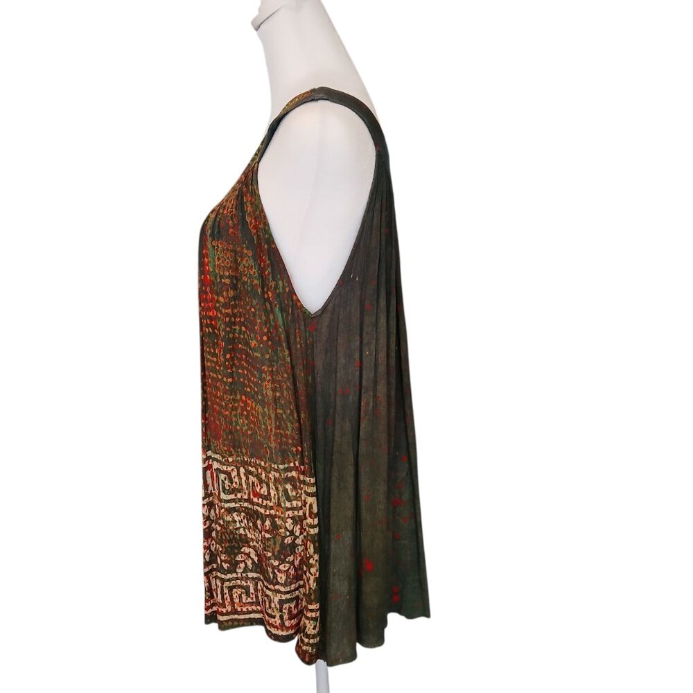 Zuriet by Hans dark green sleeveless rayon swing top free size - Picture 3 of 5